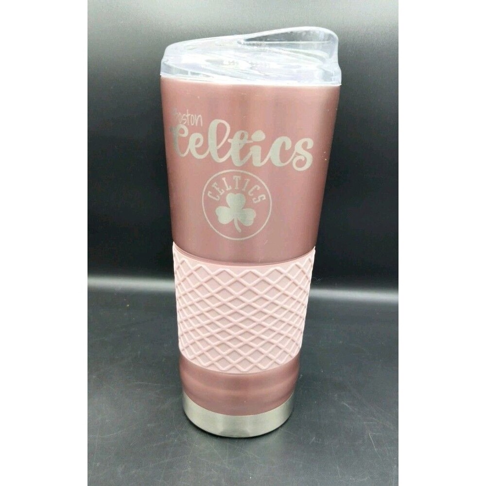 Boston Celtics NBA STEALTH 24OZ POWDER COATED STAINLESS STEEL TUMBLER PINK